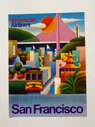 Vintage 1970s San Francisco American Airlines Travel Poster