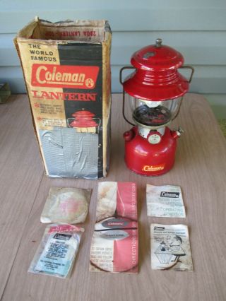 Vintage Coleman 200a Red Lantern 1962 7/62 W/box & Paper Work
