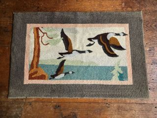 Antique Hand Hooked Grenfell Rug From Canada.  Circa 1940