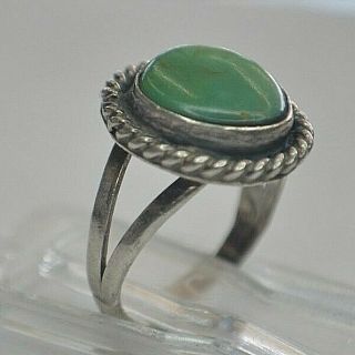 Vtg Sterling Silver Native American Green Turquoise Ring