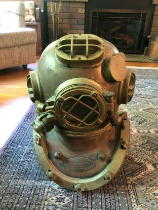 Vintage Us Navy Diving Helmet Mark V Morse Diving Equipment Co,  Boston,  Mass