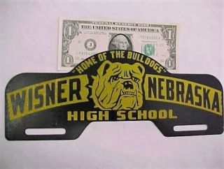 Vintage Tin Wisner Nebraska High School License Plate Topper 11 1/8 " X 4 1/2
