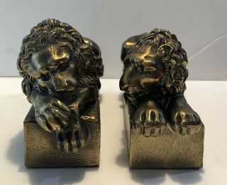 Antique Vintage “antonio Canova 1757 - 1822” Heavy Bronze Lion Bookends