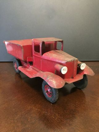 Girard Antique Pressed Steel Tin Toy Dump truck with electric headlamps 2