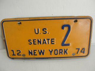 1974 U.  S.  Senate York License Plate 2