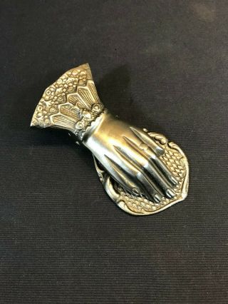 Vintage Brass Victorian Lady’s Hand Note Holder Paper Weight Wall Or Desk