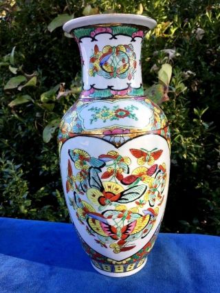 Chinese Qing Guangxu Famille Rose Butterfly Garden Antique Porcelain Vase