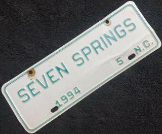 Htf Vintage 1994 Seven Springs Nc 5 City Tag Topper License Plate