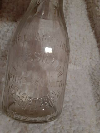 Vintage Massillon Pure Milk Co.  One Quart Liquid Glass Jar