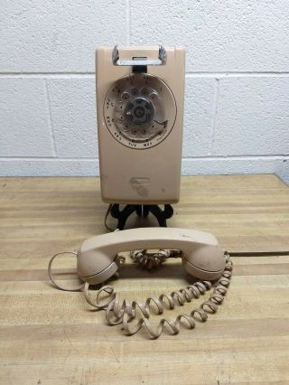 Vintage Wall Mount Bell System Western Electric Rotary Telephone,  Beige