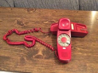 Vintage Western Electric Red Trimline Rotary Wall Phone Fire Dept