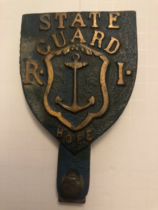 Rhode Island State Guard Rare License Plate Topper 1940’s
