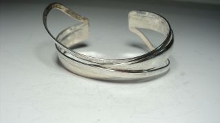 Heavy Vintage 925 Sterling Silver Crossover Abstract Cuff Bracelet