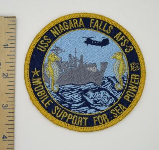 Us Navy Ship Patch Uss Niagara Falls Afs - 3 Gilt Flatwire Vintage