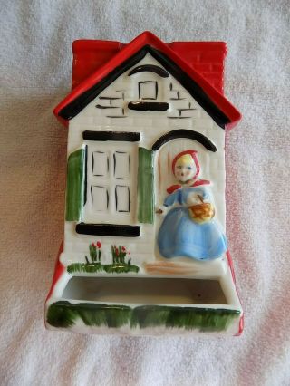 Vintage Hull Whimsical Little Red Riding Hood Wall Match Holder 135889