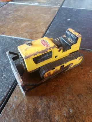 Vintage Yellow Metal Tonka Toy Trencher Bulldozer Backhoe Construction Truck.