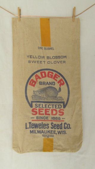Vintage Badger Brand Seed Bag (l.  Teweles Seed Co.  Milwaukee,  Wis. )