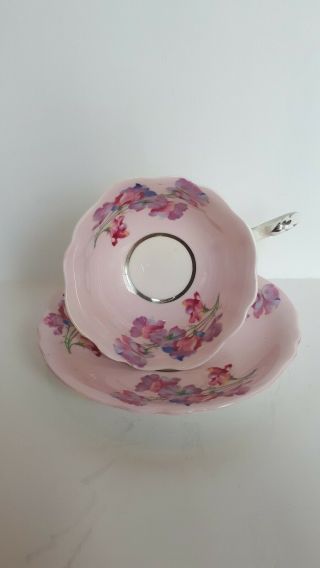 Vintage Paragon Cup And Saucer Sweet Peas Flowers Double Warrant
