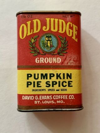 Vintage Old Judge Ground Pumpkin Spice Tin - David G.  Evans Coffee Co.