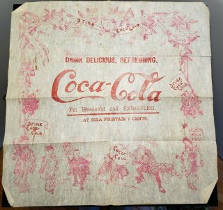 Ca.  1900 Coca Cola Rice Paper Soda Fountain Napkin Headache Exhaustion Antique
