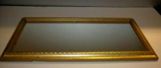 Vintage Hollywood Regency Gold Wood Framed Mirror Tray 17 1/2 " X 9 1/2 " X 1 "