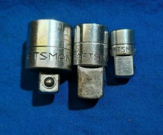 3 Vintage Craftsman =v= Series Adapters 1/2 " - 3/8 " 3/8 " - 1/2 " And 1/4 " - 3/8 " Drive