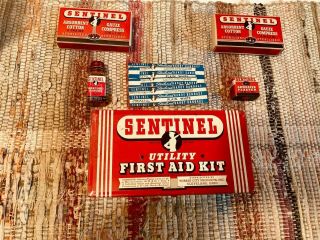 Vintage Sentinel Utility First Aid Kit With Contents Medical Tin Wow