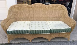 Wicker Rattan Bamboo Sofa With Cushions