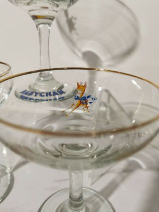 1960 ' s Babycham glasses 3pc SET/ Vintage Baby cham Cocktail glasses,  gold rim 2