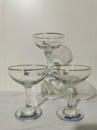 1960 ' s Babycham glasses 3pc SET/ Vintage Baby cham Cocktail glasses,  gold rim 3