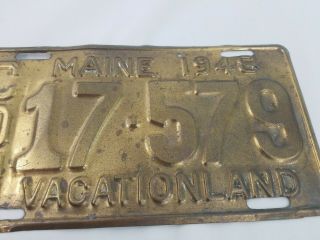 Antique 1948 Maine COMMERCIAL BRASS License Plate Tag Vacation Land EUC 3