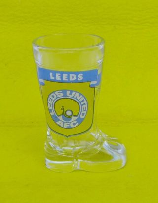 Vintage Leeds United Football Club Peacock Logo Shot Glass Boot (1981 - 84) - Vgc