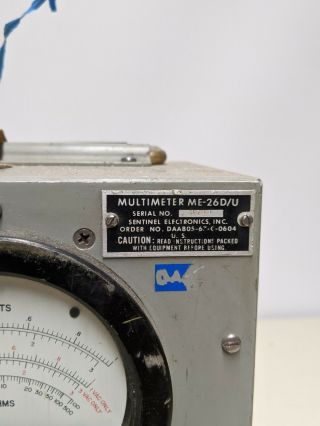 Vintage Sentinel Electronics Inc.  ME - 26D/U Vaccum Tube Mulitmeter 3