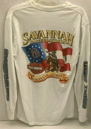 Harley Davidson Motorcycle T Shirt Savannah Georgia Horse Usa Flag Constitution