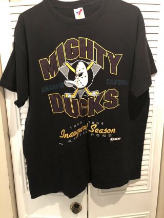 Rare Anaheim Mighty Ducks Vintage Hockey T Shirt Xl 1993 - 1994 Inaugural Season