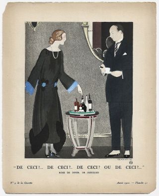 Vintage 1921 French Art Deco Pochoir Gazette Du Bon Ton Dœuillet Flapper Fashion