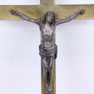 Antique Cross Crucifix Jesus Big Brass Metal Old Inri Prayer Hanging