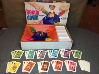 Vintage Complete 1965 Hands Down Game By Ideal No.  2525 - 4 Game & Box
