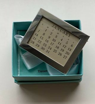 Tiffany & Co.  Sterling Silver.  925 Vintage Desk Calendar Or Frame In Pouch & Box