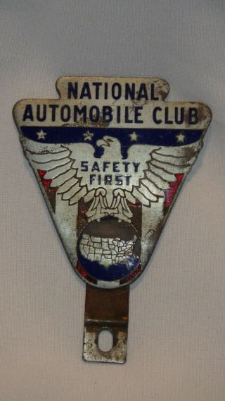 National Automobile Club Safety First Vintage License Plate Topper