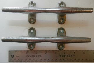 Vintage Cast Solid Brass 8 " Boat Cleats,  Chrome Plated,  Marine Hardware