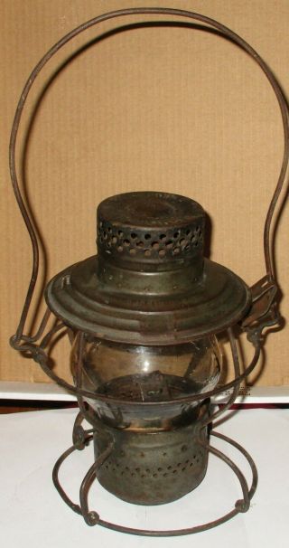 Antique Handlan St Louis Usa Pennsylvania Railroad Lantern Matching Etched Globe
