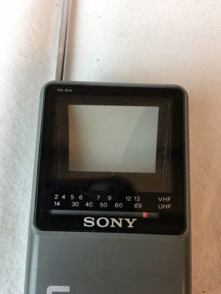 Sony Watchman Black and White TV Model FD - 10A Vintage - Fast Ship - F27 3