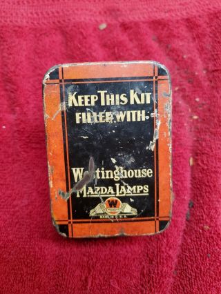 Vintage Westinghouse Mazda Lamps Spare Light Bulb Tin Box Ford Chevy 1920`s 1930