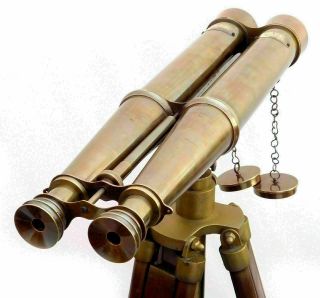 58  Nautical Brass Antique Binocular Victorian Marine Binocular With Wood Stand