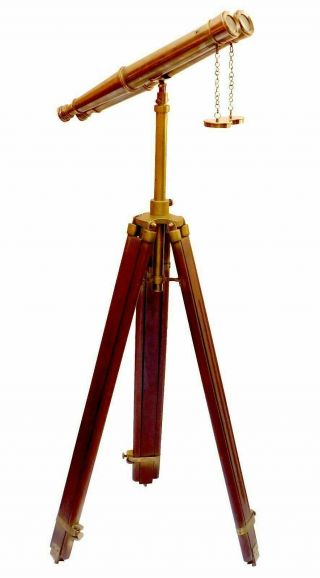 58  Nautical Brass Antique Binocular Victorian Marine Binocular with Wood Stand 3