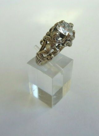 Vintage Kabana Kbn Sterling Silver 925 Heart Cz Guardian Angel Cherub Ring Sz 7