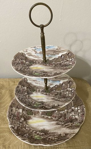 Johnson Brothers Old English Countryside 3 Tier,  Cupcake Tidbit,  Dishes Vintage