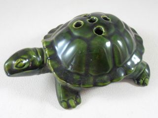 Vintage Ceramic Pottery Turtle Flower Frog Green Large Tortoise Animal