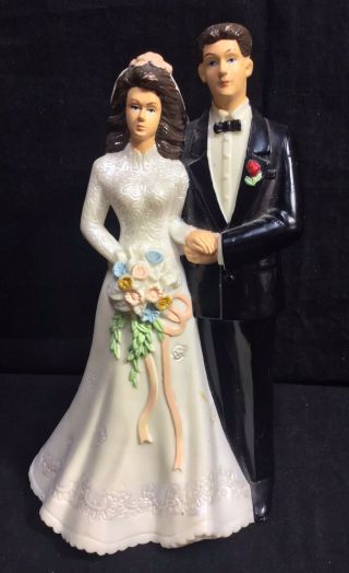 Vintage 1950’s Bride And Groom Wedding Cake Topper Decoration
